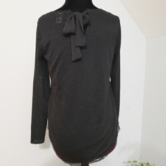 Disney Once Upon a Time Back Bow Black Burnout Lace Hem Long Sleeve Tunic Top M - Picture 3 of 10